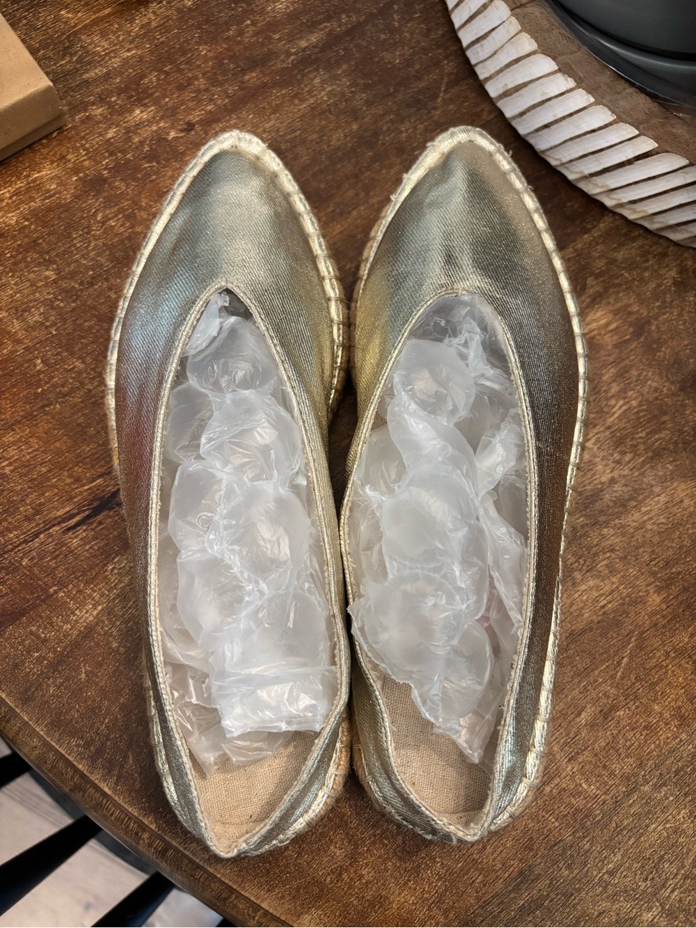 Zara Gold Metallic Pointed Espadrille Flats - Women